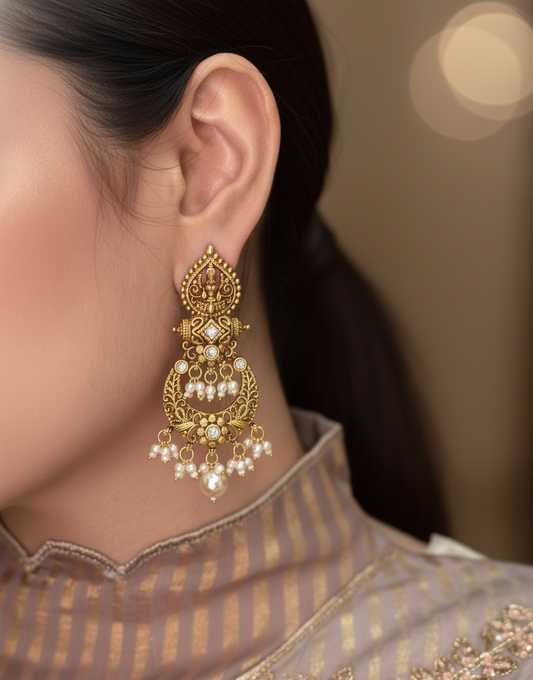Amira Temple Pearl Earrings